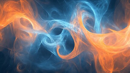 Obraz premium Elegant fusion of blue and orange curves creating a striking abstract vector background