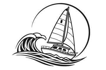 A sailboat, a yacht, and a sailing boat gracefully glide on the blue sea, embodying travel and nautical design with their iconic sails catching the sun's rays