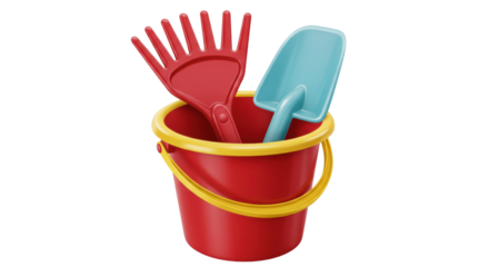 Isolated Beach Bucket with Toys