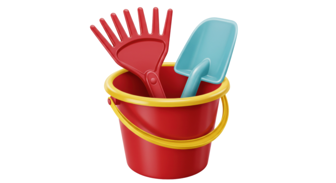 Isolated Beach Bucket with Toys
