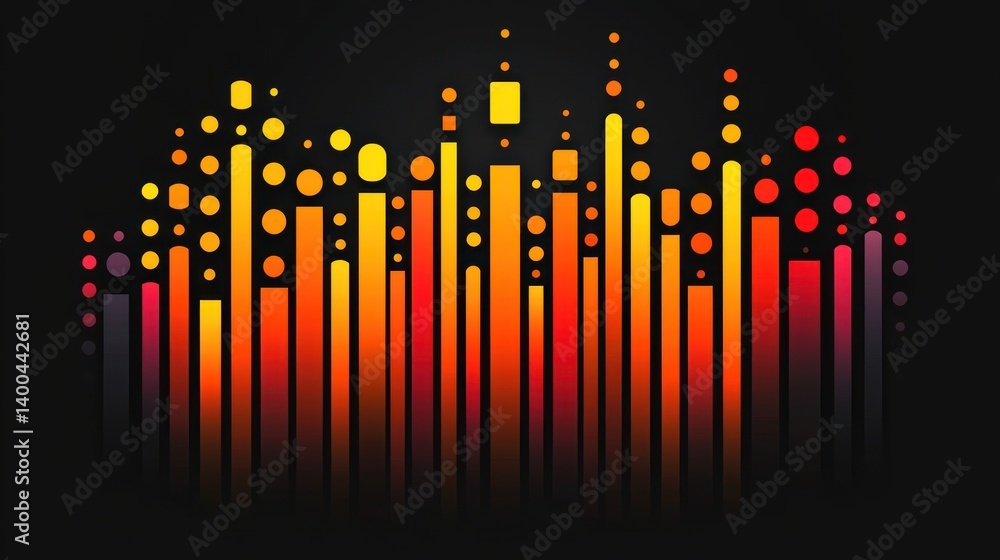 Poster abstract audio spectrum visualization: dynamic rhythm and vibrant hues