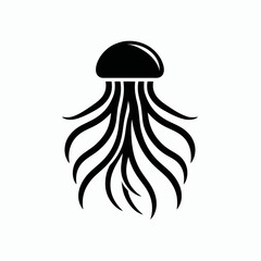 Jellyfish Tentacle Silhouettes in black on a white background
