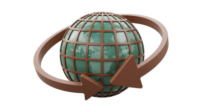Isolated Globe with Rotating Arrows