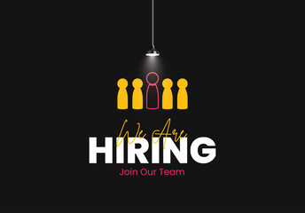 We are hiring to join the team announcement, hiring recruitment open vacancy design. we are hiring creative post.	