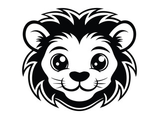 Wild lion head cartoon vector illustration