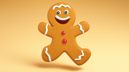 Adorable Gingerbread Man Running Cartoon Illustration