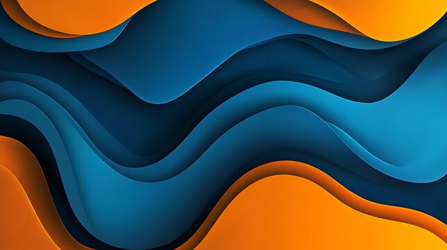 Smooth abstract design with sweeping blue and orange tones forming a futuristic digital art piece