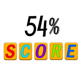 Fifty four percent score sign illustration with colorful blocks isolated on white background.