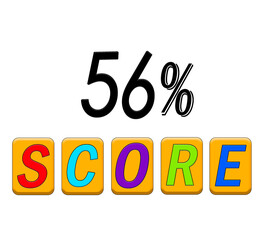 56% score sign illustration with white background. 