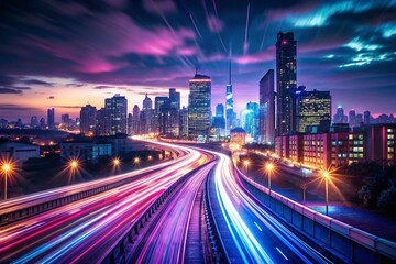 Fototapeta premium Long Exposure Night Cityscape: Hushed Urban Serenity