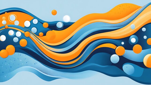 Flowing blue and orange patterns creating a balanced abstract vector art composition