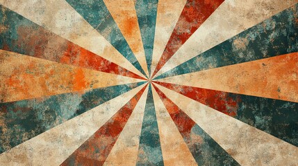 Distressed vintage sunburst pattern evoking retro aesthetics and texture