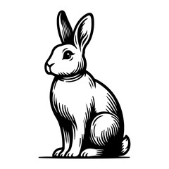 Rabbit Black And White Outline Vector