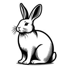 Rabbit Black And White Outline Vector