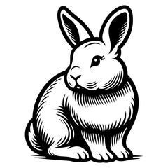Rabbit Black And White Outline Vector