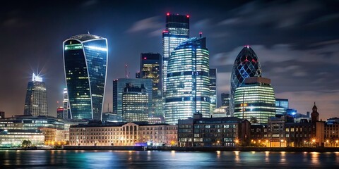 London Cityscape Night Photography: Walkie-Talkie & Gherkin Skyline