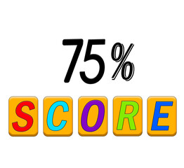 75% score sign illustration isolated on white background.