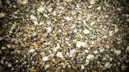 Naklejka premium Close-up view of a granite surface with a mix of gold, beige, and dark gray flecks.