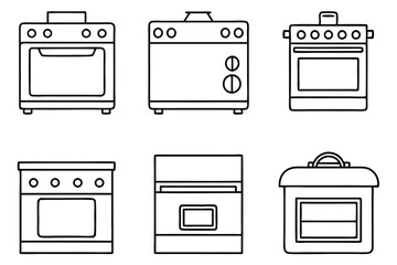 oven line art vintage style kitchen appliance sketch