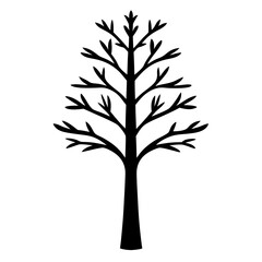 Fototapeta premium Silhouette of a Bare Tree Against a White Background with Branches