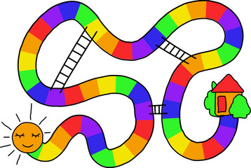 Rainbow Snakes and Ladders Board Game – Colorful Kids Game
