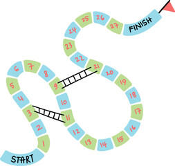 Simple Snakes and Ladders Board Game for Kids, Printable Design