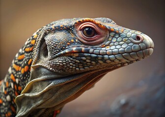 Fototapeta premium Lace Monitor Lizard Close-Up, Australian Reptile, Varanus varius, Wildlife Photography, Nature Stock Photo