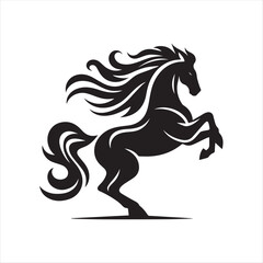 Stylized Rearing Horse Logo in Black and White Vector Design
