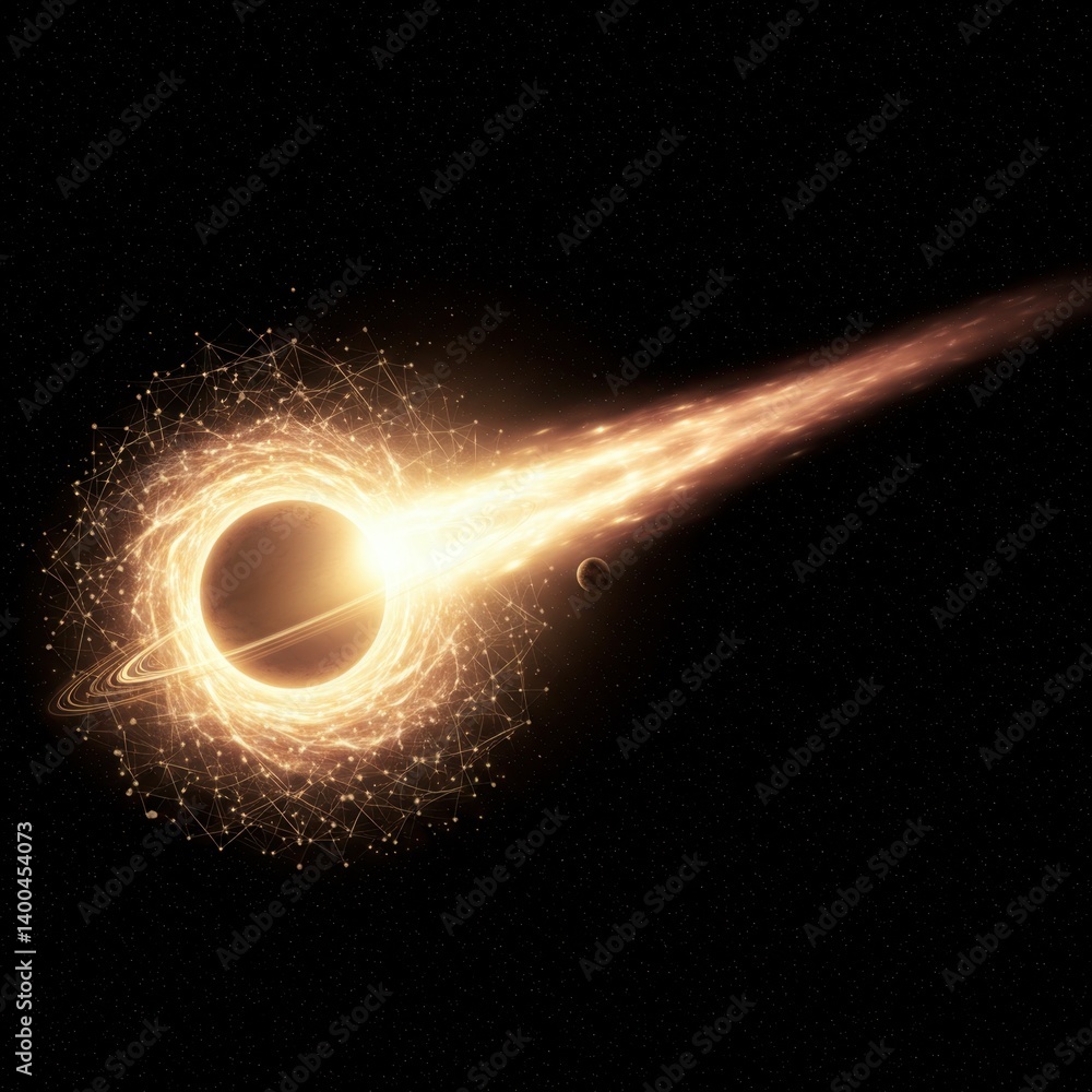 Poster stunning visual of a black hole accretion disk with energetic jet ejection in deep space