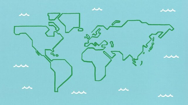Hand drawn world map on paper background
