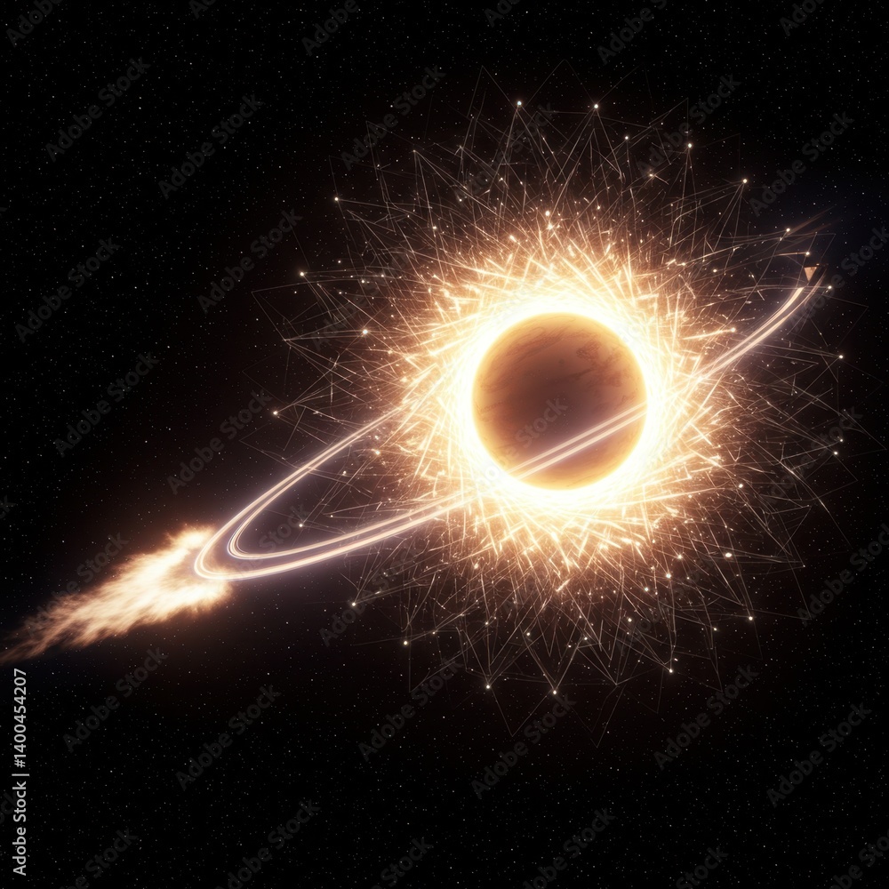 Poster cosmic ring nebula planetary explosion: a fiery celestial event in deep space