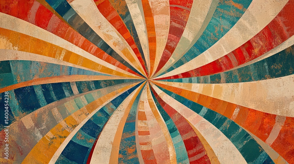 Aufkleber vibrant textured spectrum with radiating lines and colorful bands converging