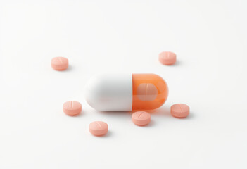 Capsules in pastel colors rest on a white background, symbolizing antibiotic resistance and the ongoing fight against viruses in medicine.