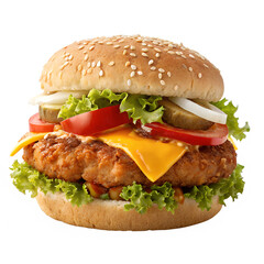 Crispy Zinger Burger Isolated on Transparent Background