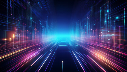 abstract digital technology background with glowing lines
