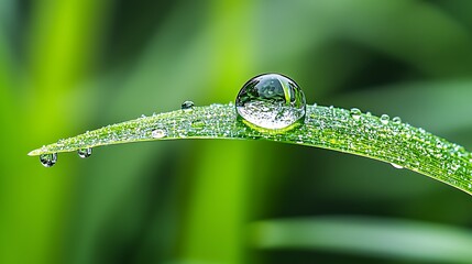 Close Up of a Water Droplet on a Green Leaf