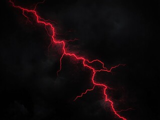Striking red lightning bolt against a dark ominous sky creating a dramatic and powerful visual effect with a modern abstract style