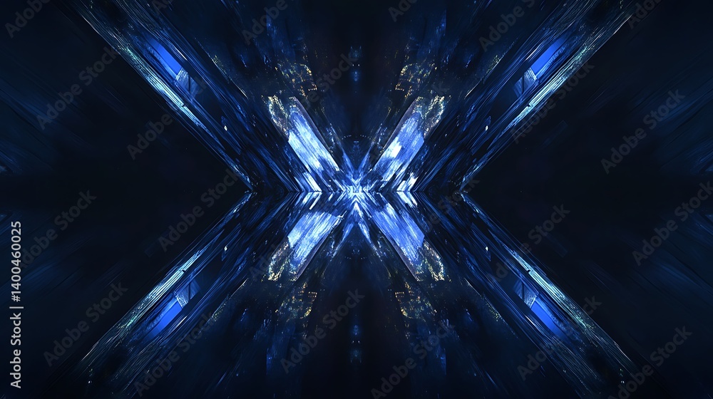 Aufkleber abstract representation of vibrant blue hues in a symmetrical design with glowing lights creating a 