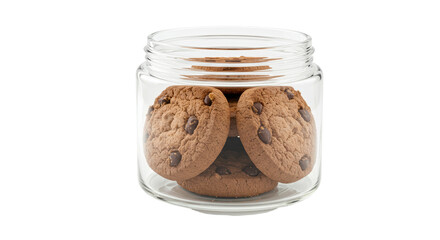 Isolated glass jar of chocolate chip cookies