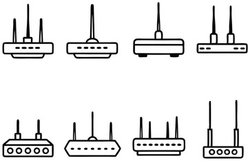 router line art with wireless signal for home use