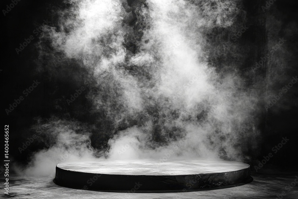 Poster ethereal stage illuminated by dramatic light and fog creating a mysterious and captivating atmospher