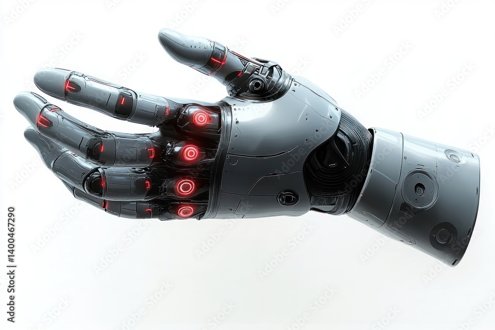 Poster cybernetic hand design concept with advanced robotics and futuristic features