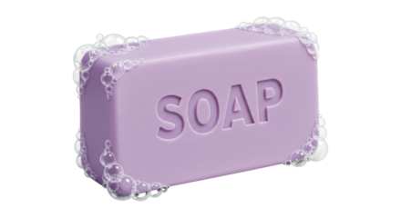 Isolated Lavender Soap Bar with Bubbles