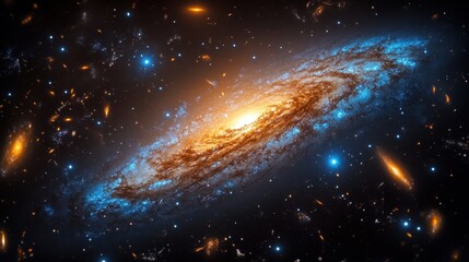 Exploration of a brilliant galaxy glowing in the vastness of space, showcasing swirling stars and celestial beauty