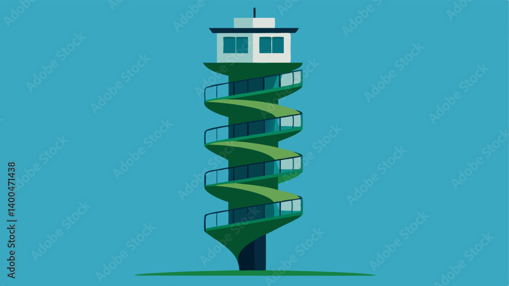 Poster gravitydefying spiral tower a tall slender tower spirals upwards in an impossible fashion. the build