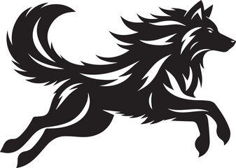 Running Wolf Silhouette Vector – Bold Black Wild Animal Illustration for Logos or Prints

