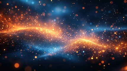 Fototapeta premium Abstract background with luminous glittering particles in contrasting colors