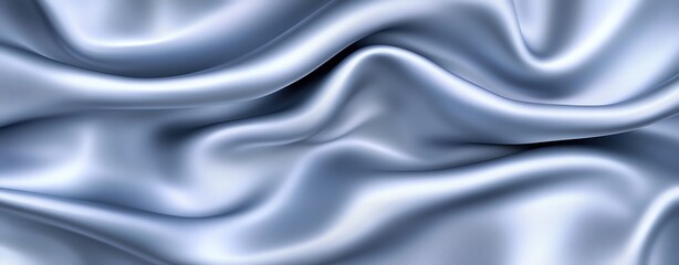 Obraz premium Luxury skincare branding scene with realistic 3D folds of dusty blue pastel satin, matte elegance and flowing curtain textures, modern minimalist spacing for copy