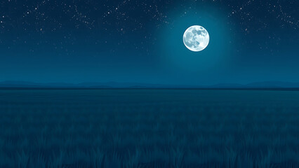 Fototapeta premium Full Moon Over a Peaceful Night Field
