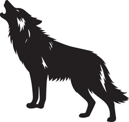 Running Wolf Silhouette Vector – Bold Black Wild Animal Illustration for Logos or Prints

